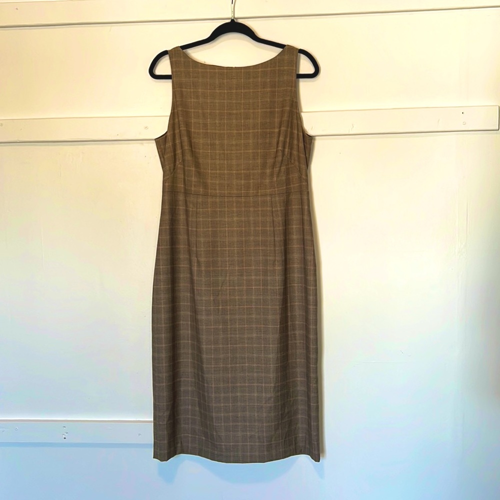 Crisp Brown, White and Pink Plaid Banana Republic Business Dress Sz. 14